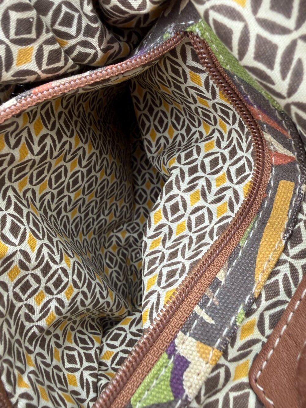 Nice Vintage Fossil Multi Color Floral Pattern Handbag - Picture 10 of 10